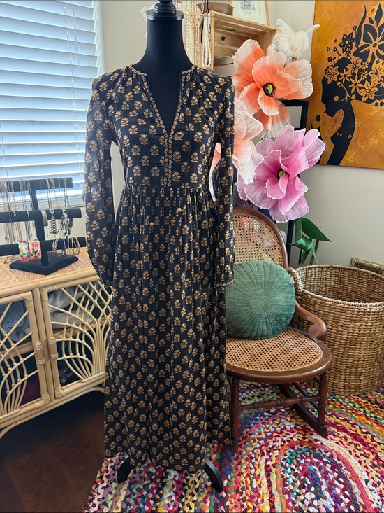 Doen Dresses & Skirts - DOEN Rhiannon Noir Meadowsweet Floral Boho Hippie Cottage Femme Maxi Dress